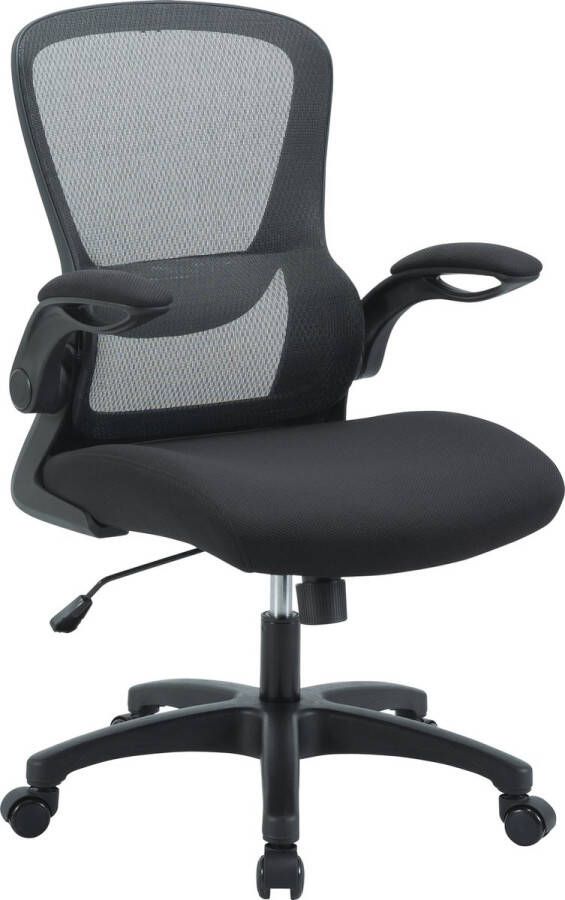 Bureaustoel Ergonomische Bureaustoel met Armleuningen en Lendensteun Vergaderstoel Office Chair voor Volwassenen Kantoorstoel Zwart