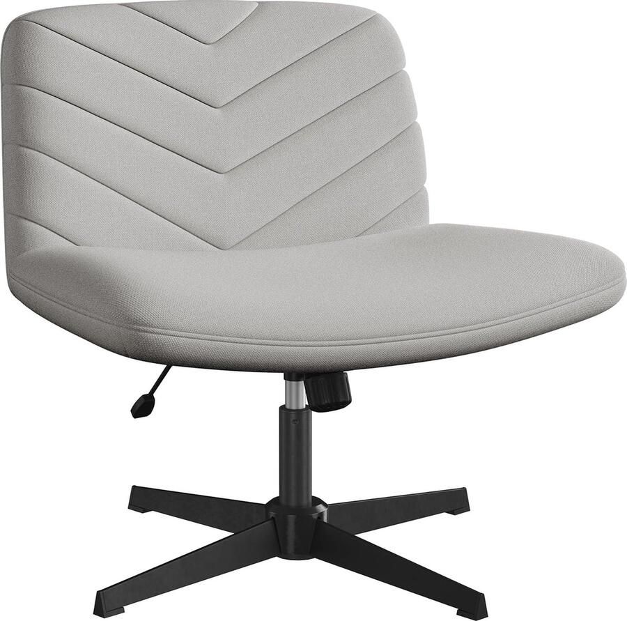 Bureaustoel ergonomische bureaustoel met breed zitkussen in hoogte verstelbaar draaistoel met gemiddelde rugleuning kleermakersstoel stoel voor kantoor en slaapkamer lichtgrijs