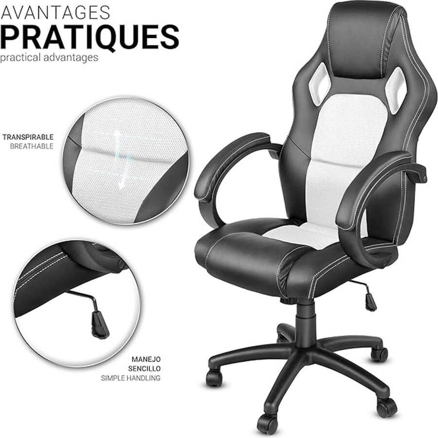 Bureaustoel Ergonomische bureaustoel met verstelbare hoofdsteun Armleuningen Lendensteun tegen rugpijn