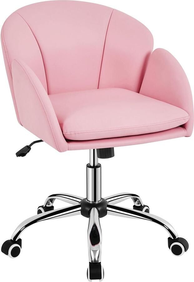Bureaustoel ergonomische bureaustoel tot 136 kg belastbaar draaistoel in hoogte verstelbaar computerstoel met armleuningen en rugleuning voor slaapkamer kantoor woonkamer lichtroze