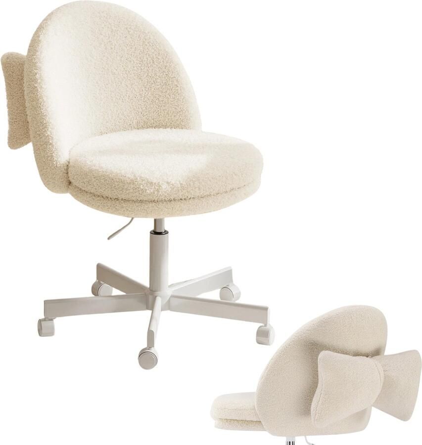 Bureaustoel Ergonomische Bureaustoel Wieltjes Hoogte Verstelbaar Teddy Bekleding 12.5 cm tot 80 cm Tot 110kg