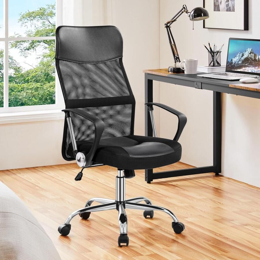 Bureaustoel ergonomische computerstoel 360 graden draaistoel met hoofdsteun rugleuning voor op kantoor of thuiskantoor