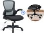 IKIDO Bureaustoel Ergonomische Kantoorstoel Bureaustoel met Wieltjes Ademend gaas Taille Ondersteuning Zwart - Thumbnail 1