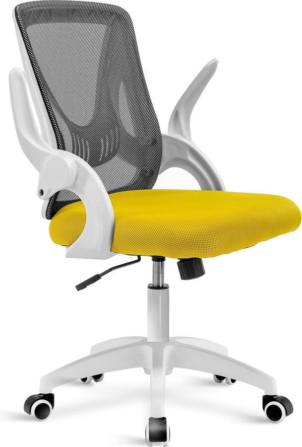 Bureaustoel ergonomische mesh-stoel met 90° opklapbare armleuning draaibare computerstoel met lendensteun verstelbare hoogte rugsteun 360° rotatie gamingstoel voor thuiskantoor