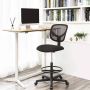 Bureaustoel ergonomische werkkruk zithoogte 51 5-71 5 cm hoge werkstoel met verstelbare voetenring draagvermogen 120 kg zwart OBN15BK - Thumbnail 2