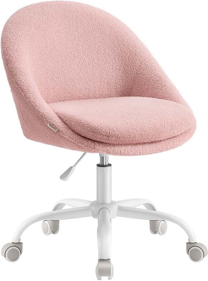 Office Swivel stoel Fleece stoel Ergonomische stoel verstelbare hoogte 60x60x80-90 cm roze