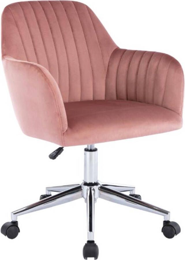 Vente-unique Bureaustoel Fluweel Roze In hoogte verstelbaar ELEANA L 59 cm x H 89 cm x D 61.5 cm - Foto 2