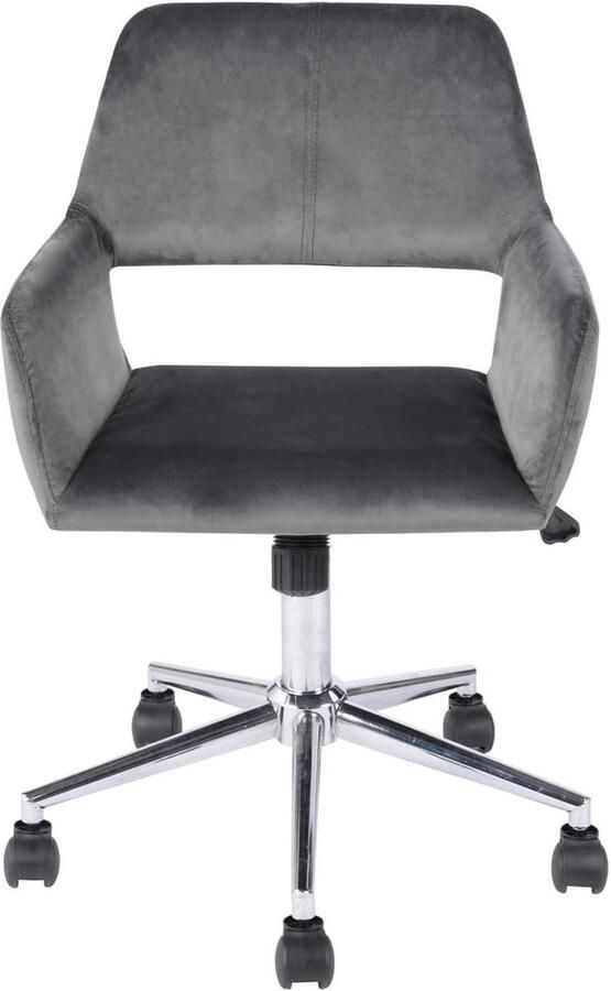 Fluweel draaibare Scandinavische bureaustoel grijs armleuningen in hoogte verstelbaar 55 x 56 x 75-85 cm - Foto 2