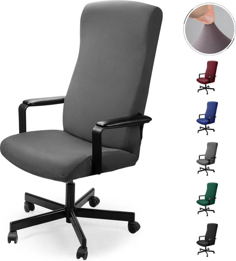 Bureaustoel Hoes bureaustoel hoes stoelhoezen bureaustoel overtrek moderne stoelhoes fauteuil hoes elastisch wasbaar set voor bureaustoel computer bureaustoel (geen stoel) (grijs L)