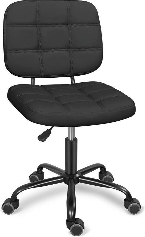 Bureaustoel in hoogte verstelbaar ergonomische draaistoel zonder armleuningen gemiddelde rugleuning thuiskantoorstoel belastbaar tot 120 kg zwart