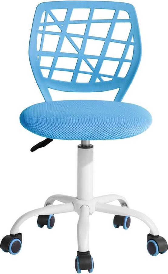 Bureaustoel in hoogte verstelbare stoffen zitting ergonomische werkstoel zonder armleuning blauw