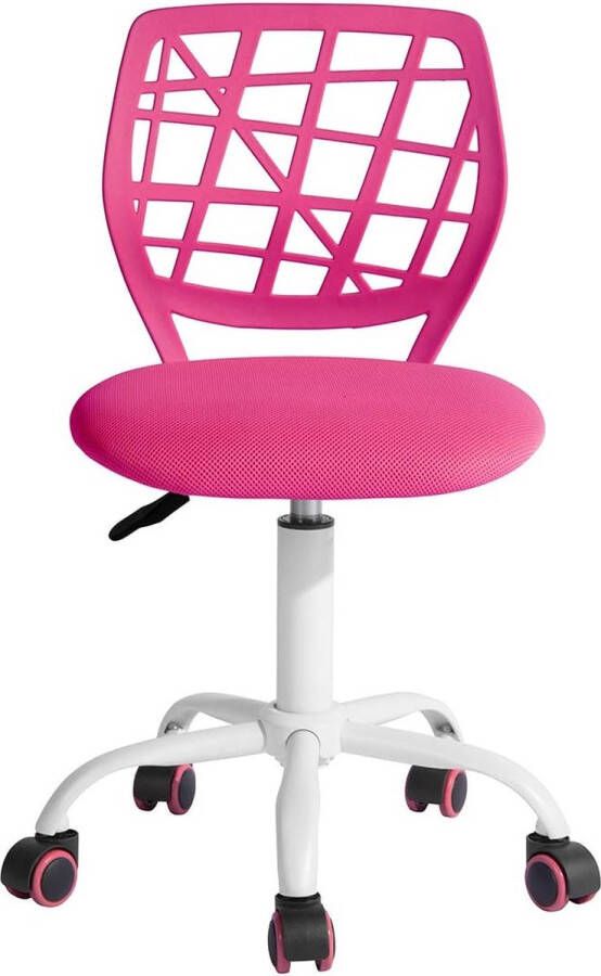 Bureaustoel in hoogte verstelbare stoffen zitting ergonomische werkstoel zonder armleuning roze