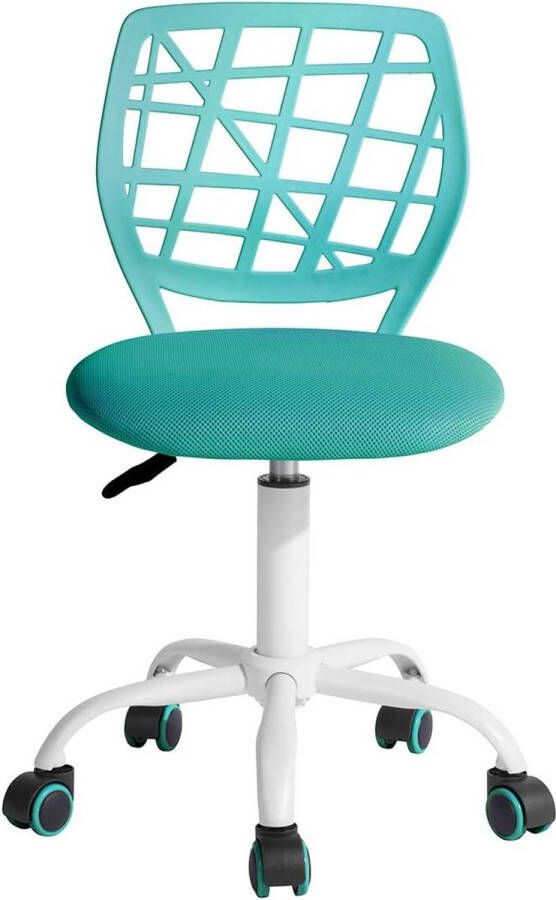 Bureaustoel in hoogte verstelbare stoffen zitting ergonomische werkstoel zonder armleuning turquoise. Translation: Bureaustoel met verstelbare hoogte stoffen zitting ergonomische werkstoel zonder armleuning turquoise