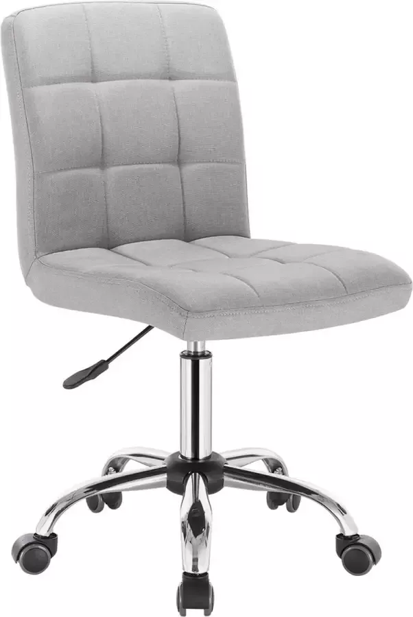Bureaustoel Linnen Zonder Armleuning Met Wieltjes & In Hoogte Verstelbaar Linnen Stoel 42 5x41x91 Lichtgrijs