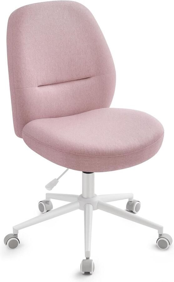 Bureaustoel make-up stoel bureaustoel draaistoel brede zitting modern met onderstel in hoogte verstelbaar wipfunctie voor kantoor thuiskantoor pastelroze