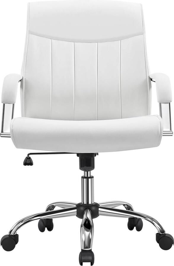 Bureaustoel managersstoel ergonomische bureaustoel draaistoel van kunstleer gevoerde zitting in hoogte verstelbaar bureaustoel kantelbaar computerstoel tot 136 kg belastbaar wit