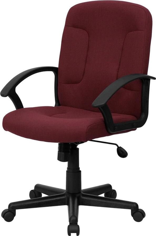 Bureaustoel met armleuningen Nylon zwart Mid-Back Wijnrood