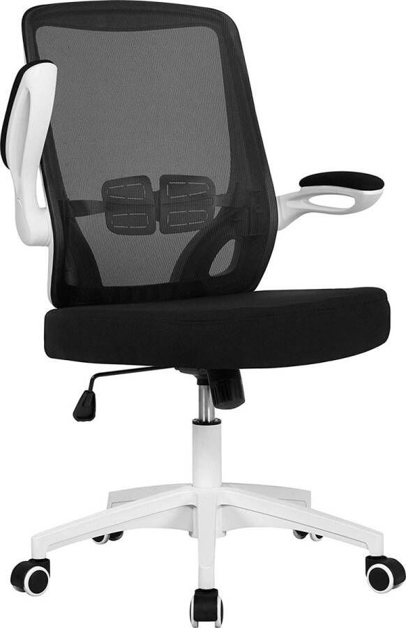 Furnibella a Bureaustoel met inklapbare armleuningen ergonomische bureaudraaistoel met mesh-net gamingstoel hoogteverstelling en kantelfunctie