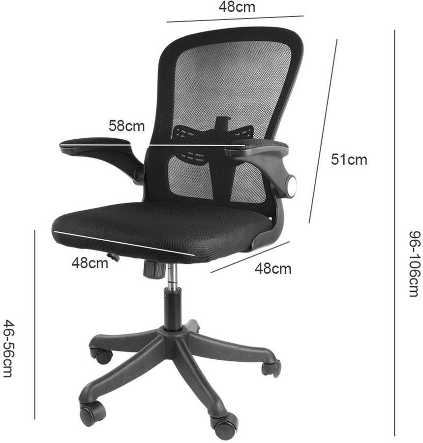 Bureaustoel met Lendensteun en Verstelbare Armleuningen Ergonomische Bureaustoel Bureaustoelen voor Volwassenen Bureau Stoel met gaasrug en liftfunctie