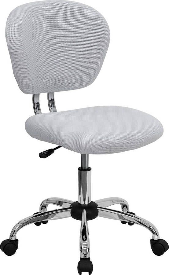 Bureaustoel middelhoog witte stoel metaal midden van de rug