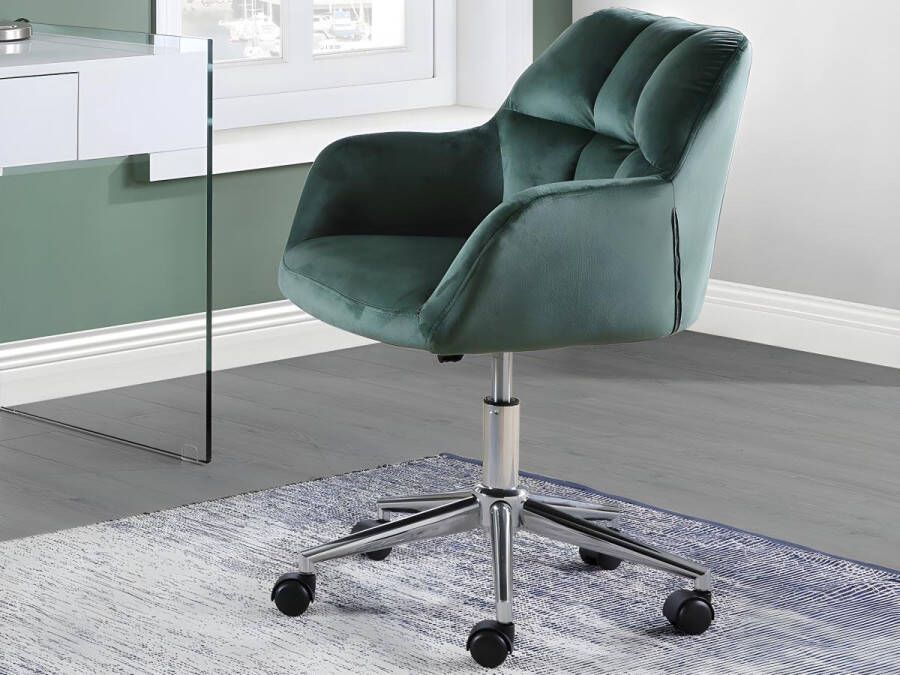 Pascal Morabito Bureaustoel PEGA Fluweel Groen Verstelbare hoogte L 59 cm x H 86 cm x D 60 cm - Foto 3