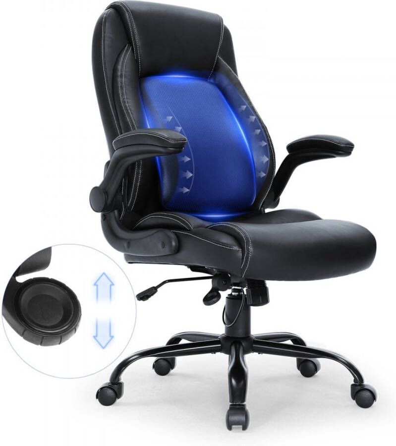 Dakta bureaustoel PU leer zwart directiestoel met in hoogte verstelbaar 0-100 mm bureaudraaistoel draagvermogen 136 07 kg directiestoel bureaustoel draaistoel bureaustoel