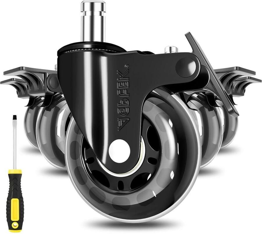 Bureaustoel Reservewielen 10 mm x 22 mm 5-delige Set Bureaustoelwielen met Uniek Remsysteem Duurzame AGPTEK Option