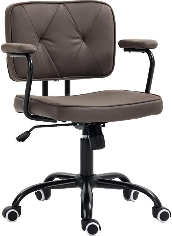 Bureaustoel – Verstelbare Bureaustoel met Kantelfunctie – Koffiebruin – Kunstleer – 120 kg Draagkracht