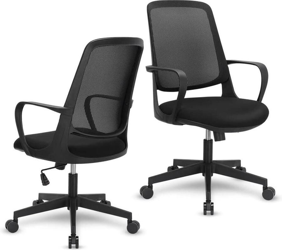 Bureaustoel verstelbare kantelspanning ademende mesh rug zwart ergonomisch comfort