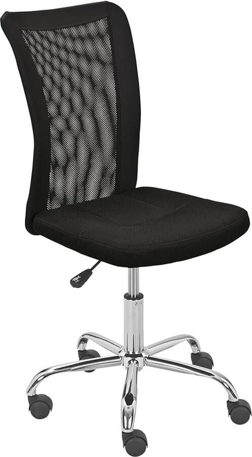 Bureaustoel voor Kinderen Ergonomisch 1 stuk Zwart Verchroomd Metaal