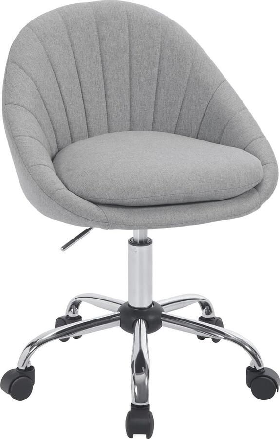 Bureaustoel voor thuis make-upstoel ergonomische draaistoel in hoogte verstelbare bureaustoel met wieltjes slaapkamer werkkamer linnen BS168gr