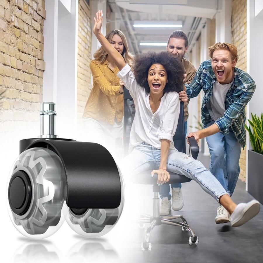 Bureaustoel Wieltjes 360 graden transparante zwenkwielen -Bureaustoelwielen krasvrij Slijtvast Bescherming tegen krassen -voor bureaustoel en zachte vloer tapijttegels 15 Stuks 11x22 mm