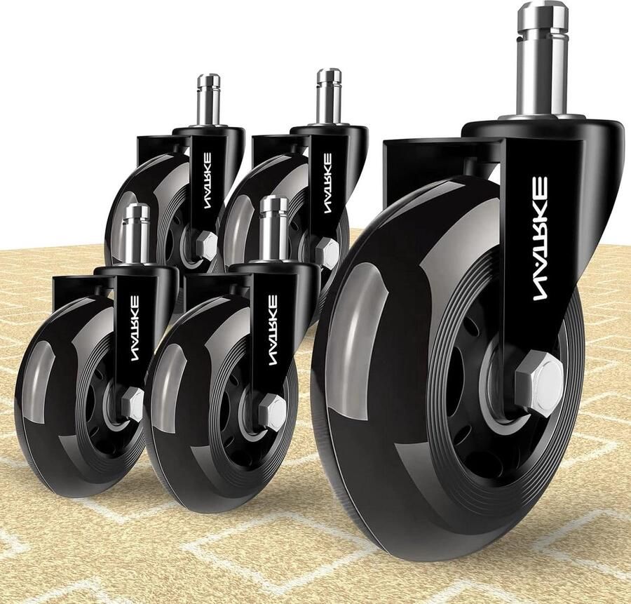 Bureaustoel wieltjes vervanging Universele wielen draaibaar 11 x 22 mm lager van rubber Zeer stil Harde vloeren en tapijten Draagvermogen 250 kg