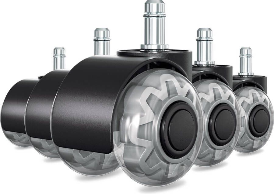 Bureaustoel Wieltjes Bureaustoelwielen Zwenkwielen 11x22mm Set van 5 Thuiswerken zonder Bureaustoelmat of Vloerbeschermer Zwart Wieltjes voor Stoelen Geschikt voor Harde Vloer -Bureaustoelwielen krasvrij