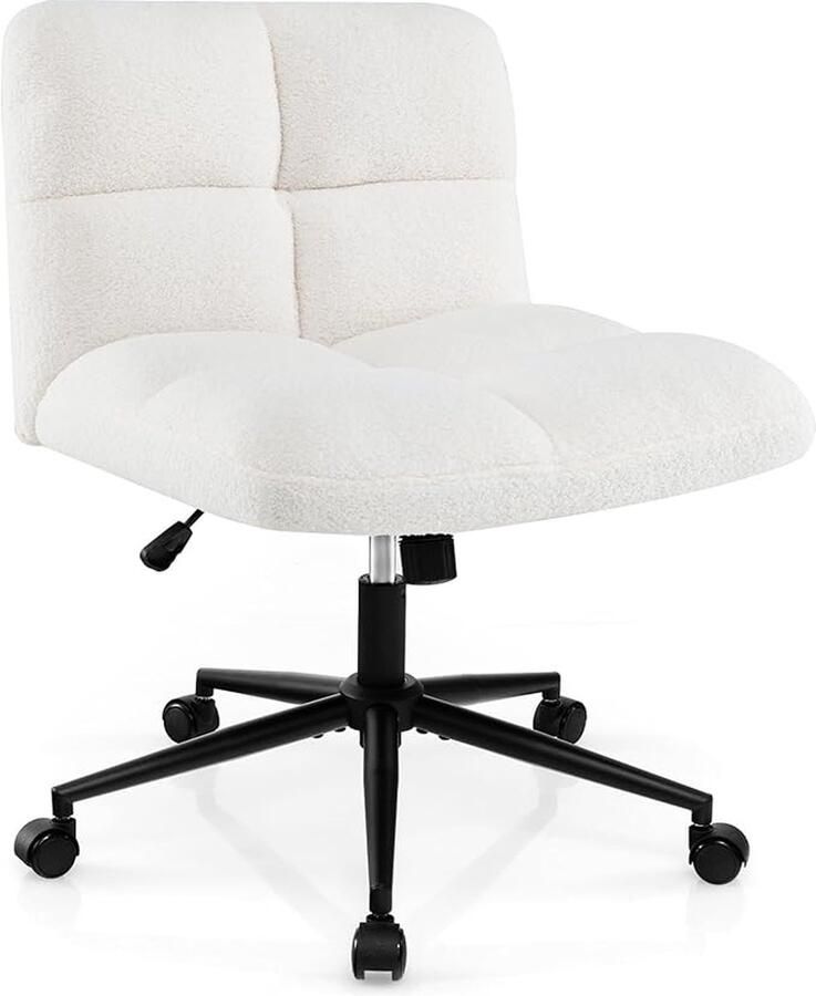 Bureaustoel zonder armleuningen Bureaustoel met brede zitting Computerstoel met wielen en kantelfunctie Hoogteverstelbaar 360° draaibaar Draaistoel Draagvermogen tot 160 kg