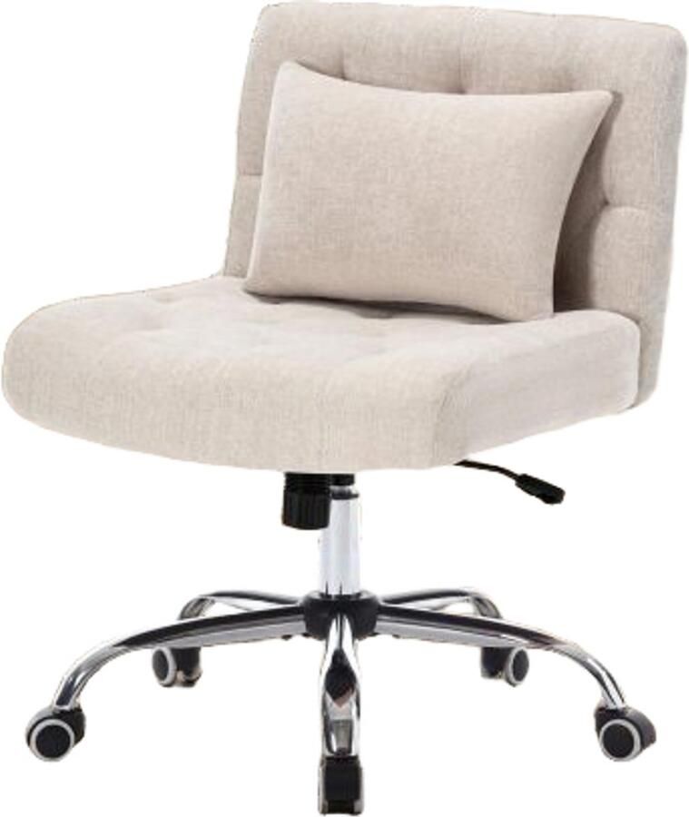 Bureaustoel zonder armleuningen draaistoel linnen bureaustoel met lendensteun make-up stoel met wielen fauteuil voor slaap- studeerkamer draagvermogen 160 kg