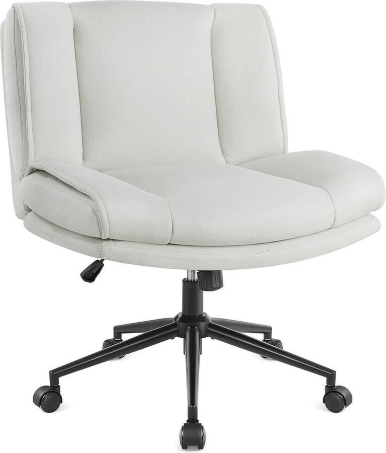 Bureaustoel zonder Armleuningen met Wielen Verstelbare Stoel met Brede Zitting en Dikkere Kussen voor Thuis en Kantoor