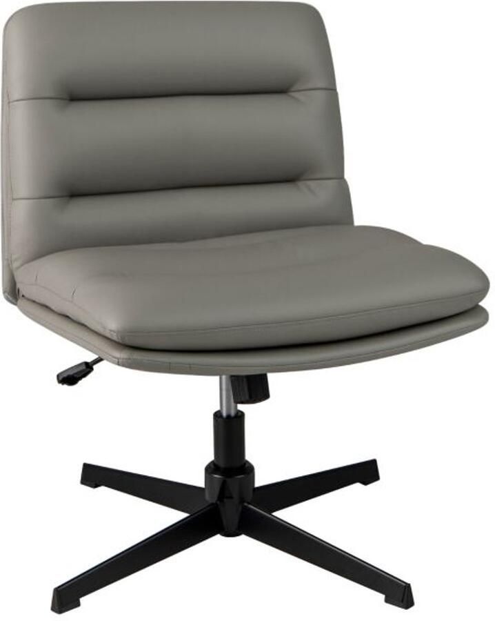 Bureaustoel zonder wielen – Zonder armleuningen hoogteverstelbaar 360° draaibaar – Grijs kunstleer