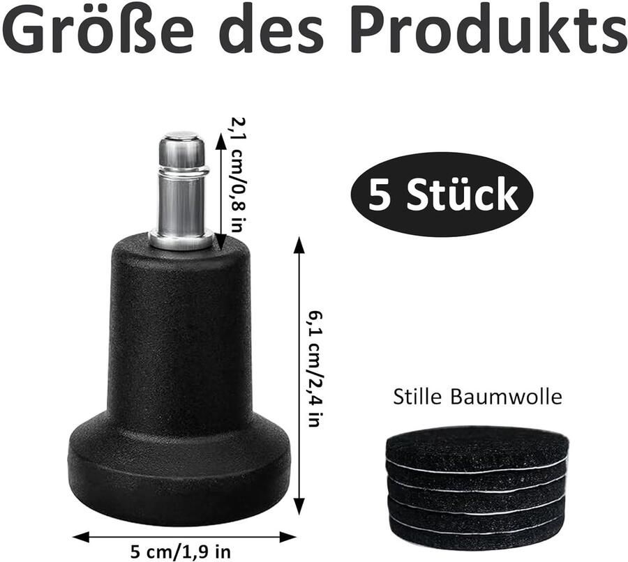 Bureaustoelglijder 5 stuks vloerglijders wielliftstoel werkstoelwielen met viltpads vloerglijders voor bureaustoel vervangende meubelvloerglijder stoelaccessoires zwart