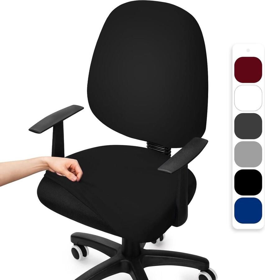 Bureaustoelhoes Elastisch Verwijderbaar en Wasbaar 1 Stuks Zwart