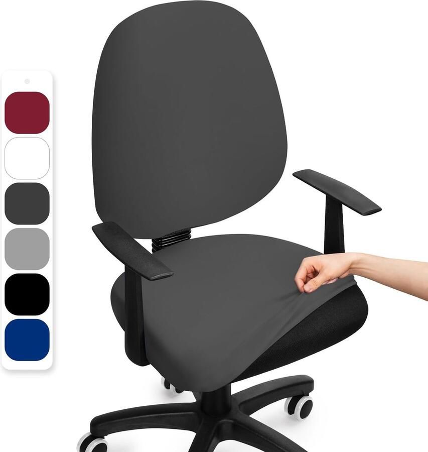 Bureaustoelhoes Elastische Split Stoelhoes Bureaustoel Universele Computer Stoel Cover Verwijderbaar en Wasbare Stoelhoezen voor Computer Bureaustoel (Geen Stoel Grijs 2 Stuks)