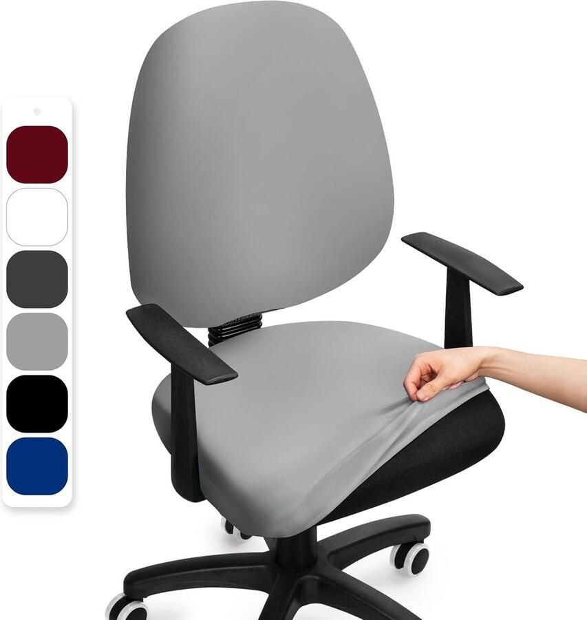 Bureaustoelhoes Elastische Split Stoelhoes Bureaustoel Universele Computer Stoel Cover Verwijderbaar en Wasbare Stoelhoezen voor Computer Bureaustoel (Geen Stoel Lichtgrijs 2 Stuks)