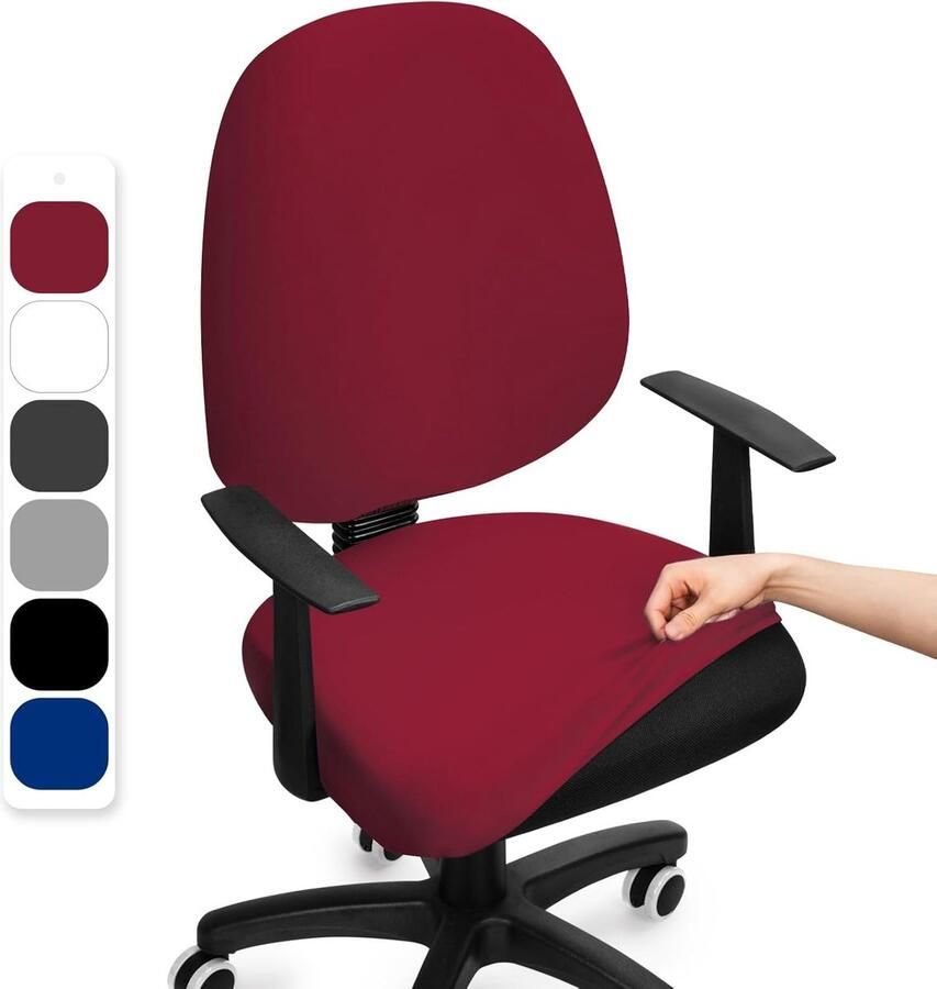 Bureaustoelhoes Elastische Split Stoelhoes Bureaustoel Universele Computer Stoel Cover Verwijderbaar en Wasbare Stoelhoezen voor Computer Bureaustoel (Geen Stoel Bordeaux 2 Stuks)