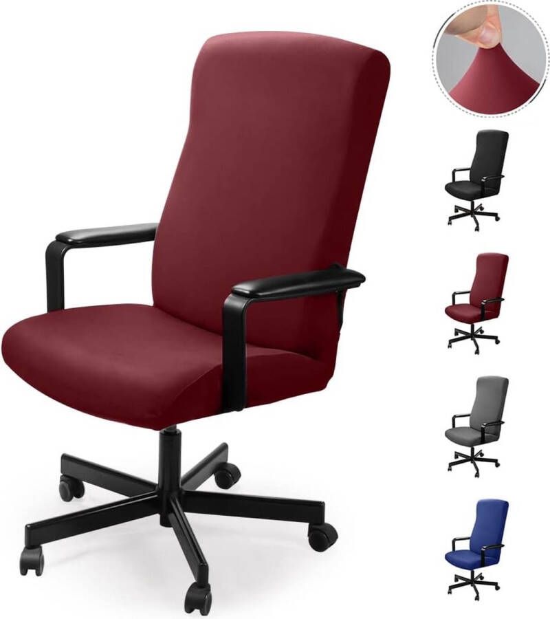 Bureaustoelhoes stoelhoezen draaistoel overtrek moderne stoelhoes fauteuilcover elastisch wasbaar set voor bureaustoel computer bureaustoel wijnrood (wijnrood 2 stuks (M)