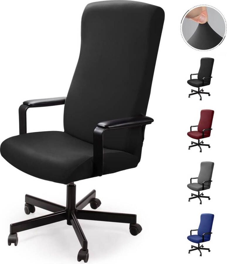 Bureaustoelhoes stoelhoezen draaistoel overtrek moderne stoelhoes fauteuilhoes elastisch wasbaar set voor bureaustoel computer bureaustoel (geen stoel) (zwart L)