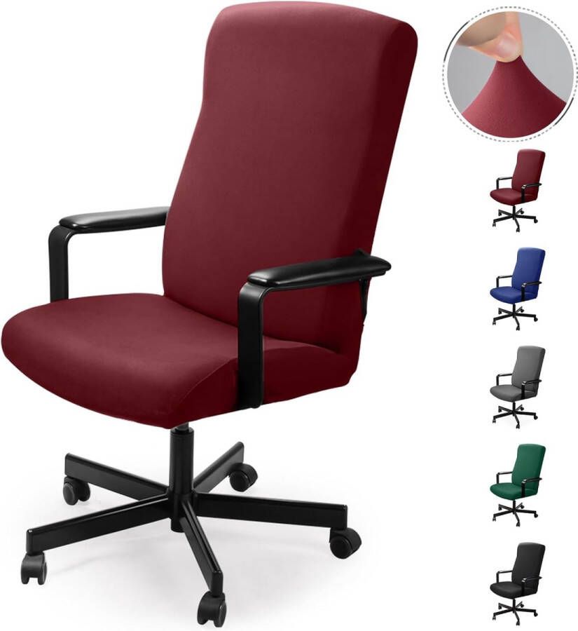 Bureaustoelhoes stoelhoezen draaistoel overtrek moderne stoelhoes fauteuilhoes elastisch wasbaar set voor bureaustoel computer bureaustoel (geen stoel) (wijnrood M)