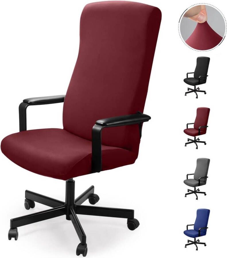 Bureaustoelhoes stoelhoezen draaistoel overtrek moderne stoelhoes fauteuilhoes elastisch wasbaar set voor bureaustoel computer bureaustoel wijnrood