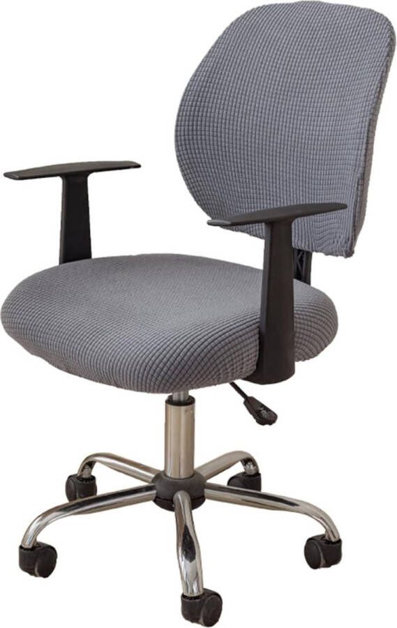 Bureaustoelhoes stretch overtrek voor bureaustoel elastische stoelhoezen spandex kantoor computer afneembaar wasbaar voor bureaustoel stretch hoes grijs 1 stuk
