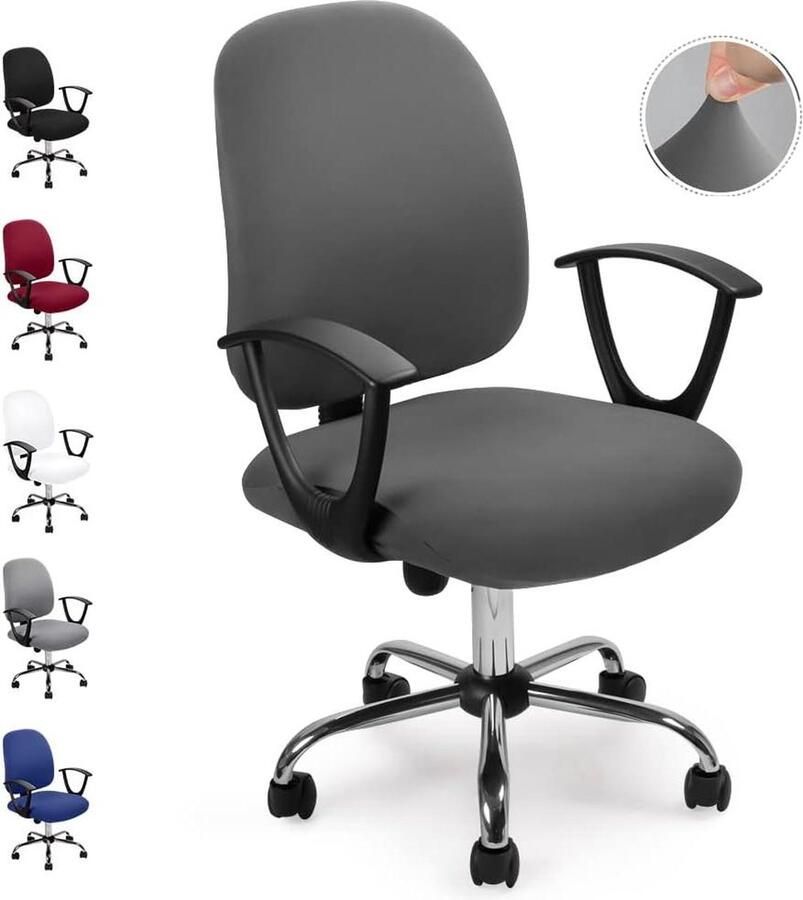 Bureaustoelhoes Universele Computer Stoelhoes Elastische Afneembare Wasbare Stoelhoezen voor Bureaustoelen Draaistoel Grijs Geen Stoelen 2 Stuks