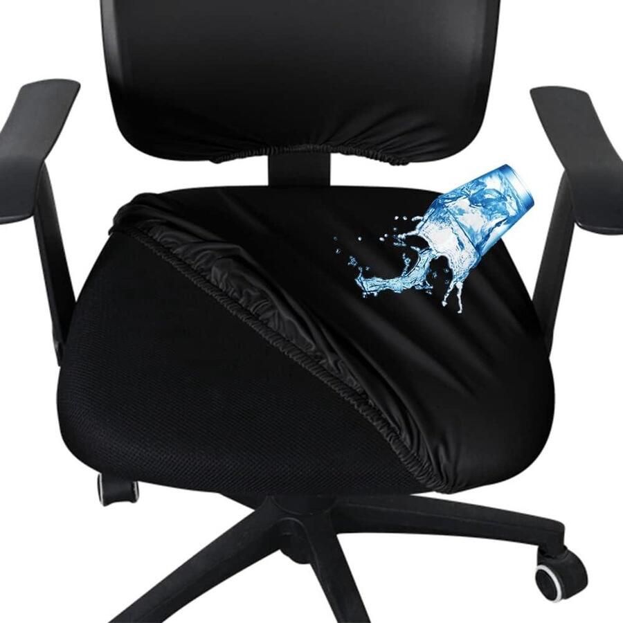 Bureaustoelhoes waterdicht geschikt voor computerstoelen 1 stuk zwart PU-leer